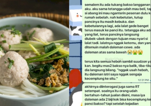 Heboh! Ada Celana Dalam dan BH di Panci Bakso Gerobakan, Pedagang: Itu Daleman Istri Kecemplung