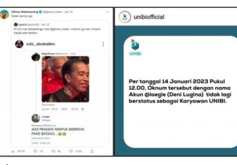 Ancaman Timpuk Jokowi dengan Batako sampai ke Gibran Anak Presiden, Pegawai UNIBI Ini Langsung Dipecat, Duh, Begini Kronologisnya