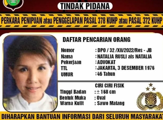 Sosok Natalia Rusli, DPO yang Paling Dicari-cari Pihak Kepolisian yang Akhirnya Ditangkap, Ini Dosa-dosanya