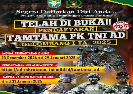 Tentara Nasional Indonesia Resmi Membuka Rekrutmen Sebagai Tamtama AD, Minimal Berumur 17-22 Tahun, Ini Cara Daftarnya